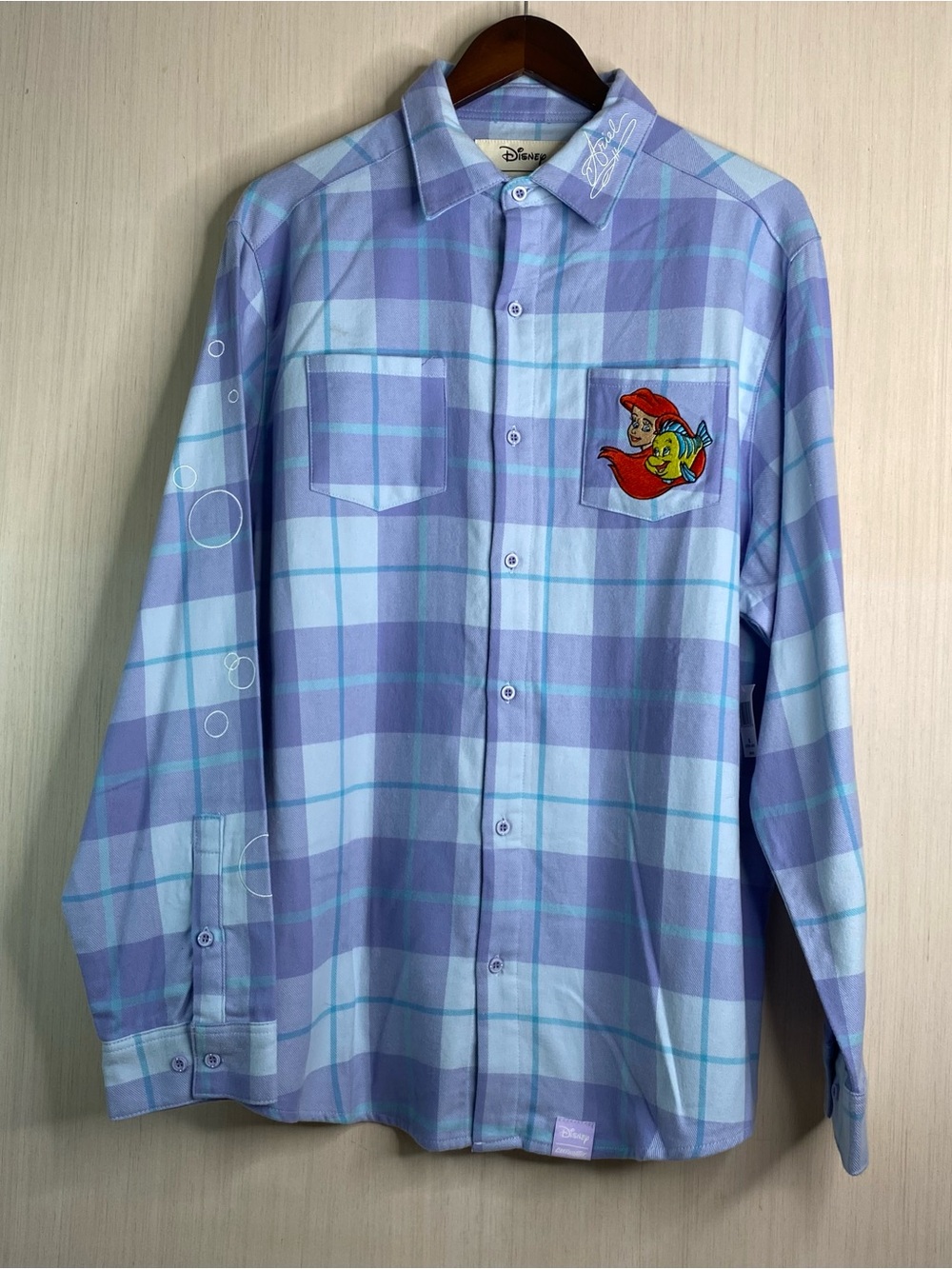 NWT Cakeworthy Disney’s Little Mermaid Long Sleeve Button-Up Flannel Shirt XL